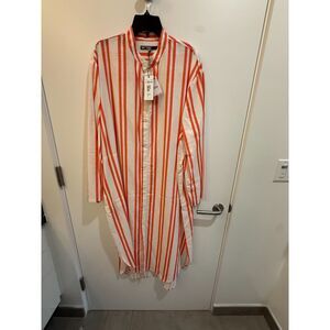 Mr Turk Reyes Caftan NWT Orange Cream Stripe Size S Made in CA